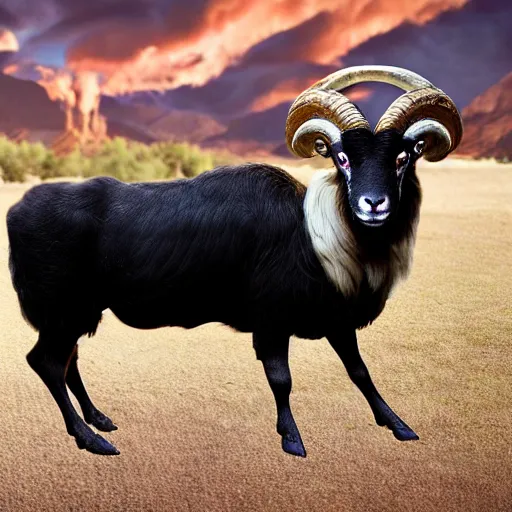 Image similar to a ram animal gordon ramsay chimera.