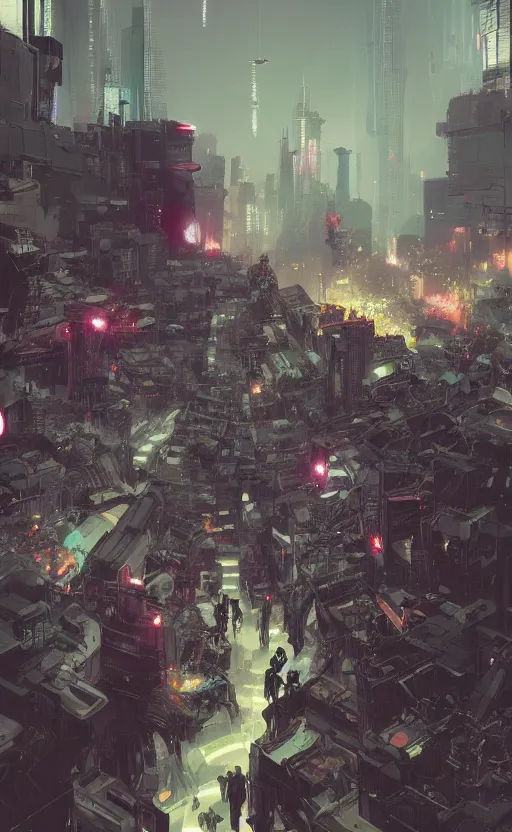 Image similar to cyberpunk samurai crowd, crowd, raven, cyber mech, machenic, arcane, by fortiche, by greg rutkowski, esuthio, craig mullins, wlop