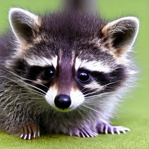 Prompt: a raccoon kitten hybrid