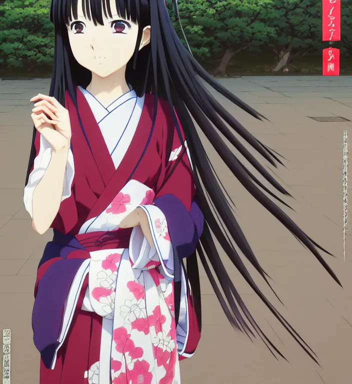 Prompt: anime visual, full body portrait of a japanese woman in traditional clothes outside a temple sweeping the ground, cute face by ilya kuvshinov, yoshinari yoh, makoto shinkai, katsura masakazu, dynamic perspective pose, detailed facial features, kyoani, rounded eyes, crisp and sharp, cel shad, anime poster, ambient light