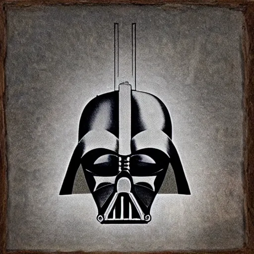 Image similar to darth vader, artwork by cave paintings, pre - historic, lascaux, primitive, cave art style