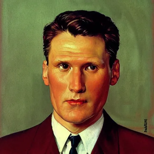 Prompt: a portrait painting of russian keir starmer. painted by norman rockwell