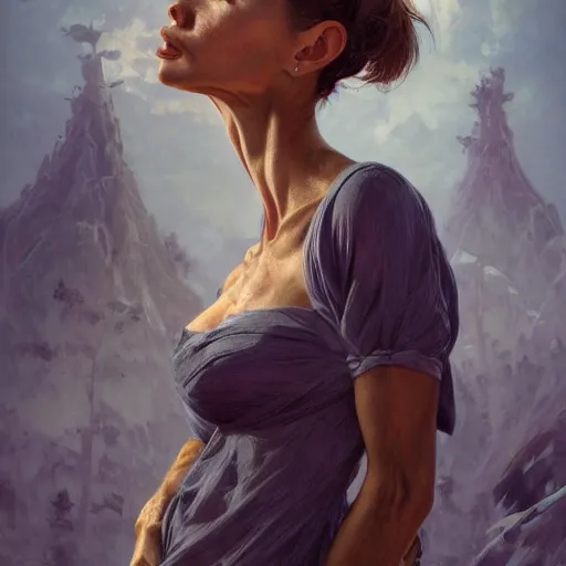 Image similar to clear portrait of a anorexic sofia vergara, malnourished!!, cottagecore!!, background hyper detailed, character concept, full body, dynamic pose, intricate, elegant, highly detailed, digital painting, artstation, concept art, smooth, sharp focus, illustration, art by artgerm and greg rutkowski and alphonse mucha