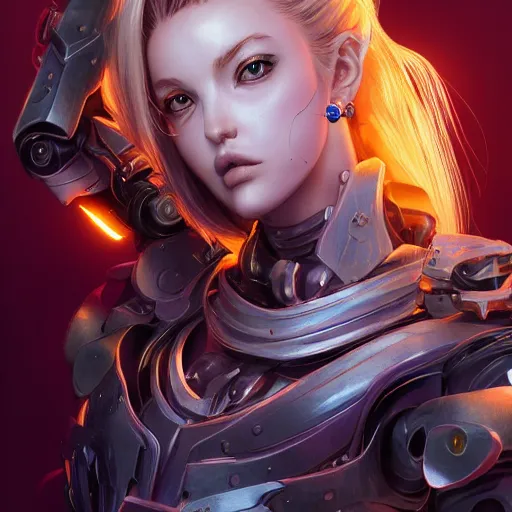 Image similar to studio portrait of lawful good colorful female holy mecha paladin absurdly beautiful, elegant, young sensual graceful woman, ultrafine hyperrealistic detailed face illustration by kim jung gi, irakli nadar, intricate linework, sharp focus, bright colors, matte, octopath traveler, final fantasy, unreal engine highly rendered, global illumination, radiant light, intricate environment