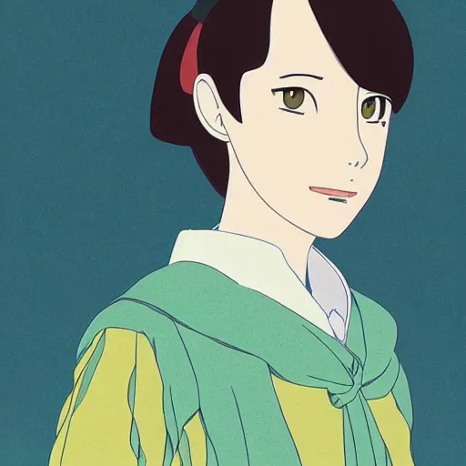 Image similar to a beautiful portrait of rebecca hall by mamoru hosoda