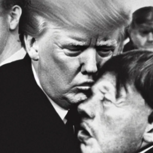 Image similar to still of donald trump kissing adolf hitler