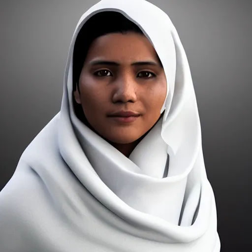 Image similar to a nepali wearing a white shawl, octane render