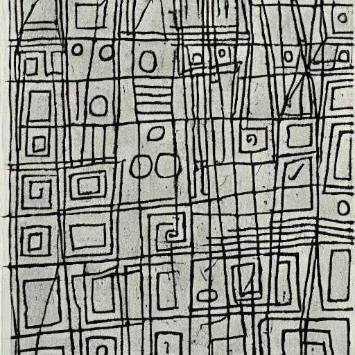 Prompt: The new gods. Line drawing. Paul Klee.