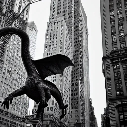 Image similar to photograph of a dragon in new york