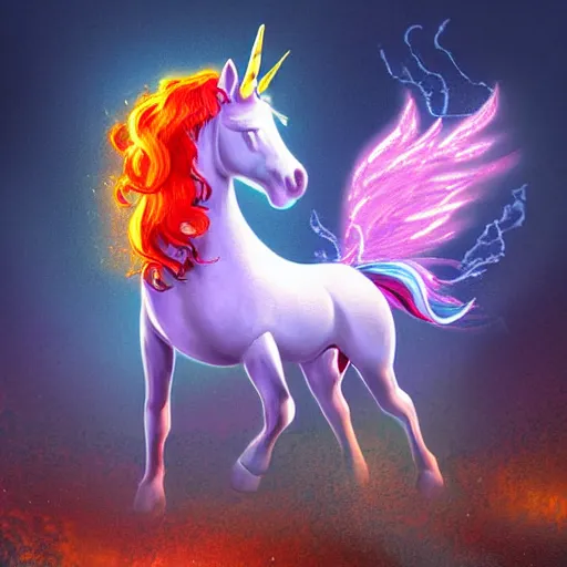 Prompt: a flaming unicorn digital art