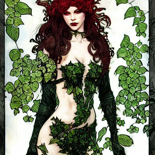 a beautiful painting of poison ivy dressed as a goth | Stable