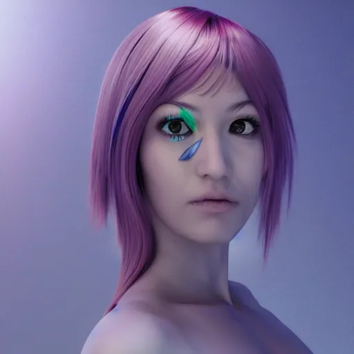 Prompt: realistic portrait 3 d render of a cybernetic enhanced yasuho hiros as a cyberpunk, featured on cgsociety, matte painting, in focus