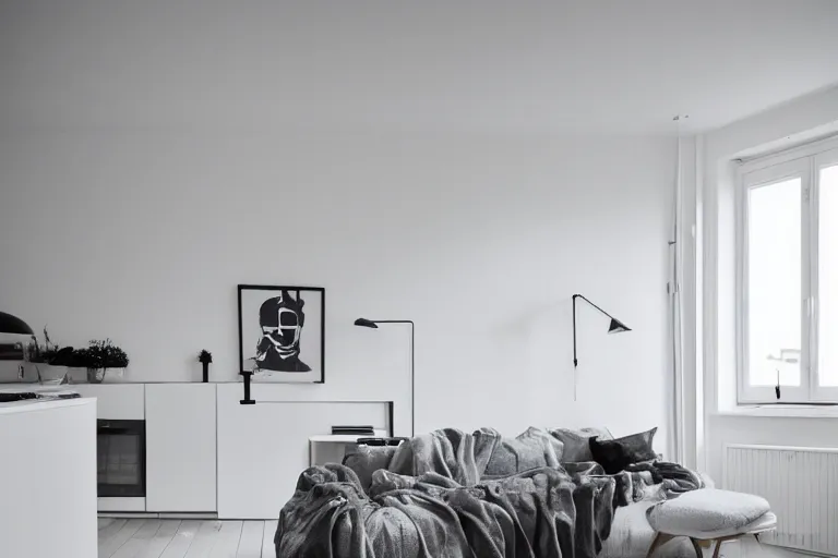 Prompt: a minimal design Scandinavian apartment