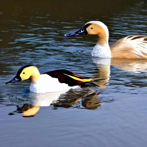 Image similar to runner ducks, 4k, realistic