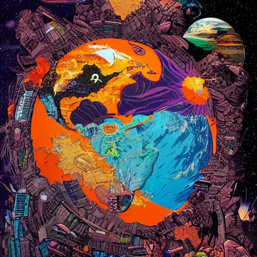 Prompt: Planet Earth, by Dan Mumford and Sandra Chevrier, 4k