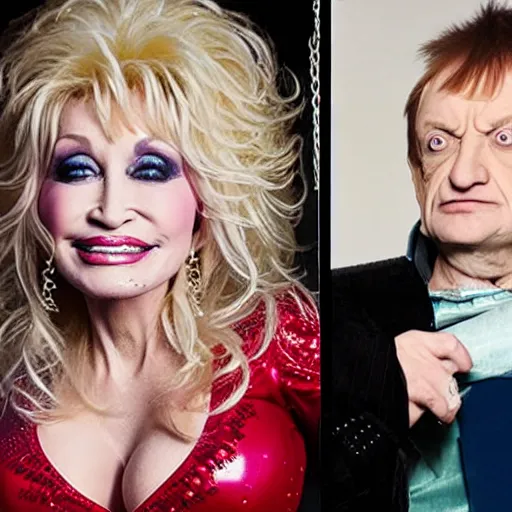 Prompt: blend between dolly parton and mark e smith