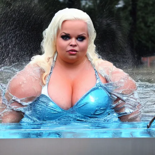 Prompt: trisha paytas drenched in water, soaked