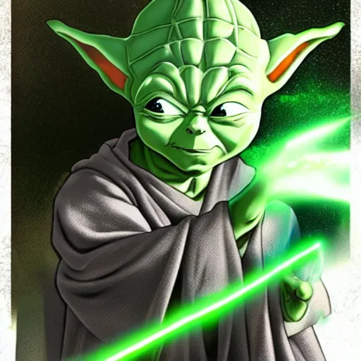 Image similar to Yoda portrait as an anime character from Dragon Ball Z. Beautiful. 4K.