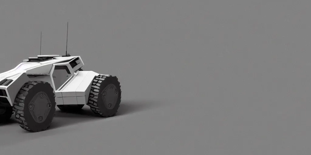 Image similar to ground vehicle designed by sebastian luca in wide view shot.