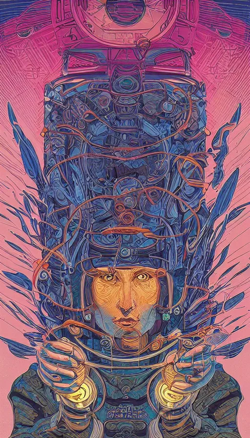 Image similar to The oracle of ancient wisdom, italian futurism, Dan Mumford, Josan Gonzalez