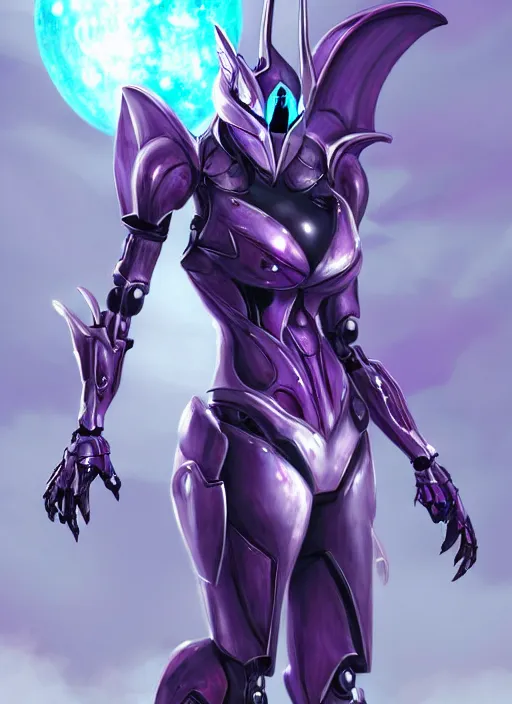 Image similar to cinematic bust shot, cosmic sized proportional stunning beautiful hot female warframe, detailed robot mecha female dragon head, metal ears purple eyes, sleek silver armor, fuschia skin, floating in empty space, nebula sized, posing elegantly, epic proportions, epic size, epic scale, furry art, dragon art, giantess art, warframe fanart, furaffinity, deviantart