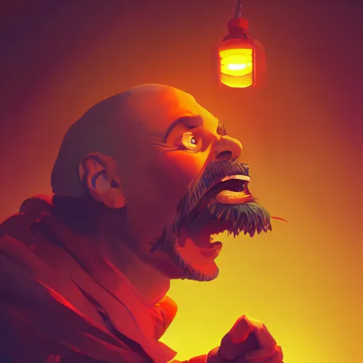 Image similar to portrait of an hilarious laughing funny croatian man, best memories from a stand - up comedy show, in a croatian building, dramatic lighting, unreal engine, by anton fadeev, by nolan, by greg rutkowski, trending on artstation