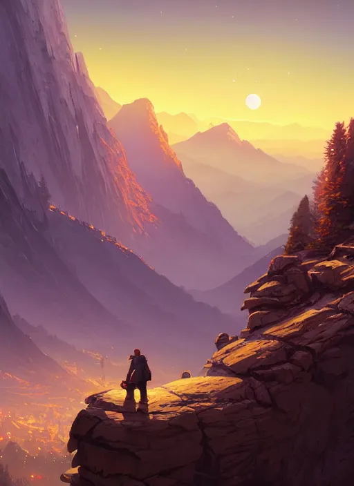 Image similar to highly detailed mountain in night, gta v, stephen bliss, unreal engine, fantasy art by greg rutkowski, loish, rhads, ferdinand knab, makoto shinkai and lois van baarle, ilya kuvshinov, rossdraws, tom bagshaw, global illumination, radiant light, detailed and intricate environment