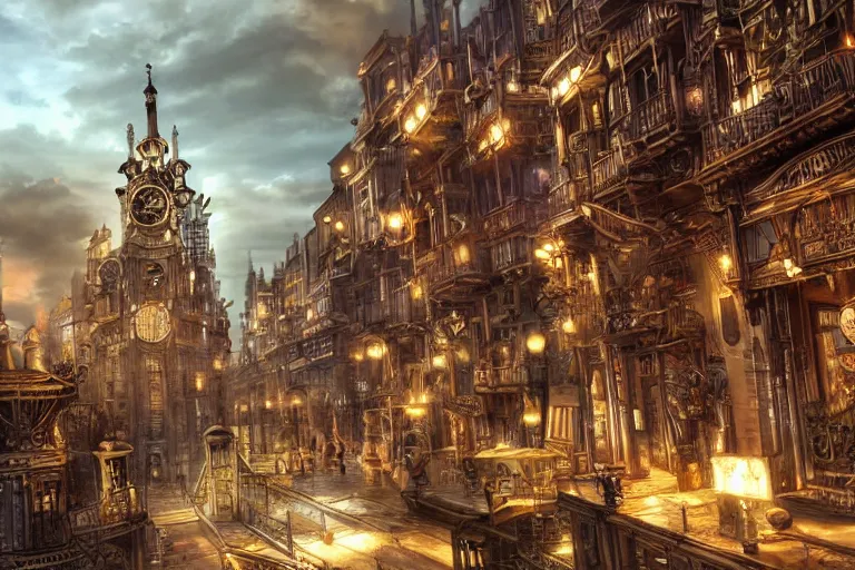 Image similar to a magnificent steampunk city. photorealism.