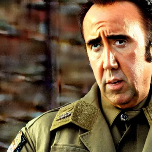 Image similar to Nicolas Cage starring in Saving private Ryan