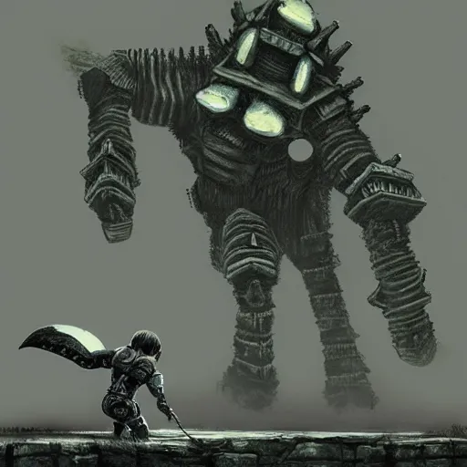 Image similar to shadow of the colossus, concept art, detailed, 2 0 0 4, spider