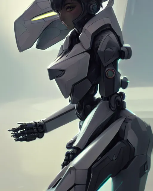 Prompt: uncropped stealthy feminine mecha ( with futuristic jet armor and wings ) with a heart visor helmet, symphogear, full body character portrait, hi - tech, trending on artstation, pastel armor, digital painting, concept art, sharp focus, illustration, art by wlop and greg rutkowski