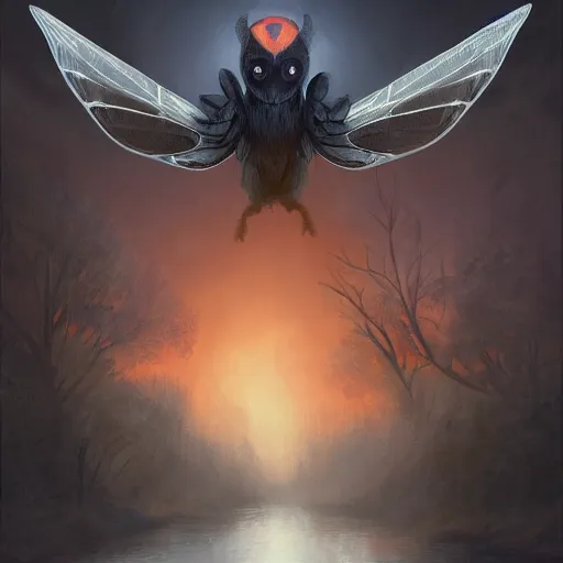 Image similar to a mothman in the style of john park, digital art painting, winning award image, matte painting, superb, trending in artstation