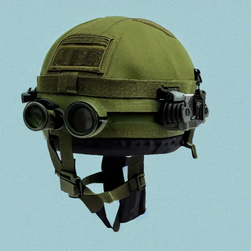 Prompt: illustration of a tactical military helmet with night vision goggles