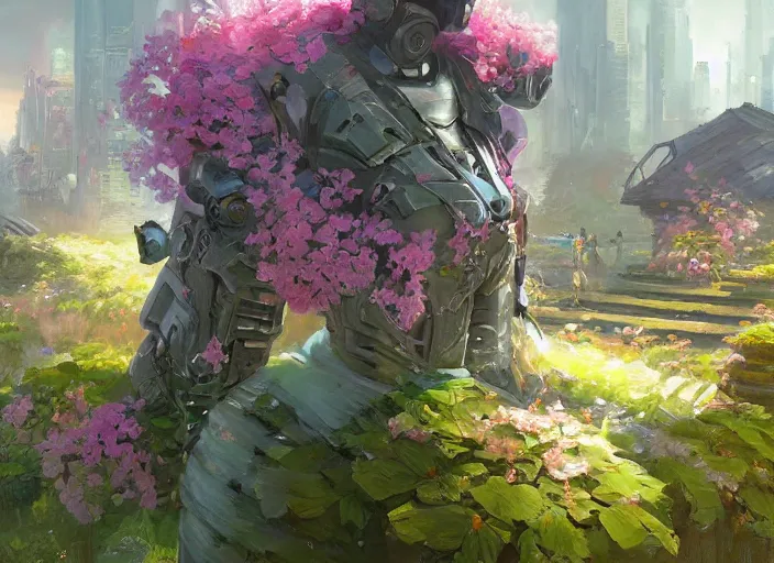 Image similar to cyberpunk flower bloom by vladimir volegov and alexander averin and peder mørk mønsted and adrian smith and raphael lacoste