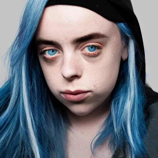 Image similar to Billie Eilish's Face, XF IQ4, 50mm, F1.4, studio lighting, professional, 8K, Look at all that detail!, Dolby Vision, UHD