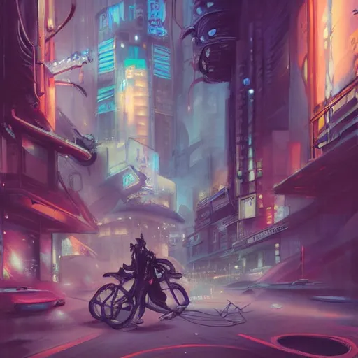 Prompt: neo - tokyo street punk, by peter mohrbacher