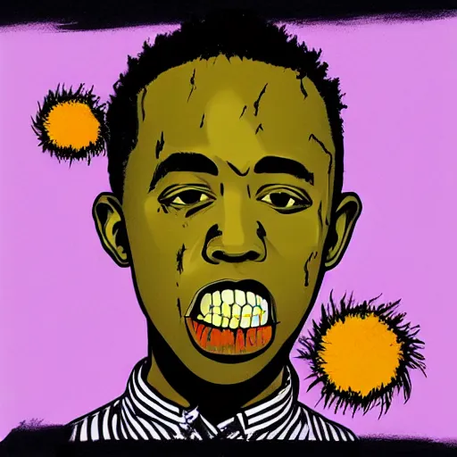 Prompt: tyler the creator album cover in the style of jean michel-basquiat