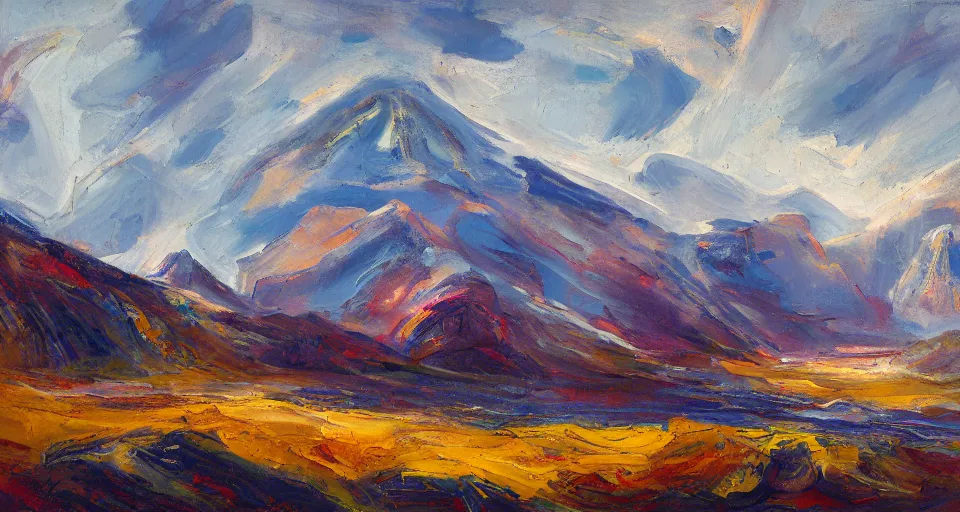 Image similar to Abstract impasto painting of the Salmon River mountains by John Harris, 4k scan, oil on canvas,