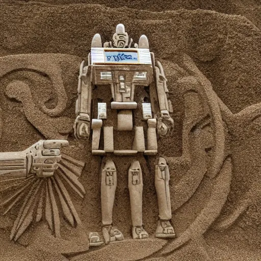 Prompt: a sand sculpture of a mecha