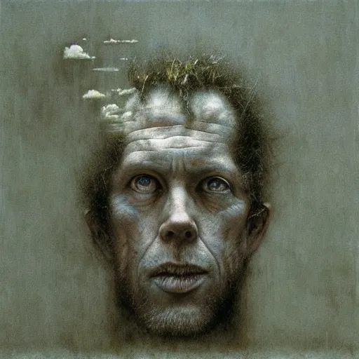 Image similar to tom waits by beksinski