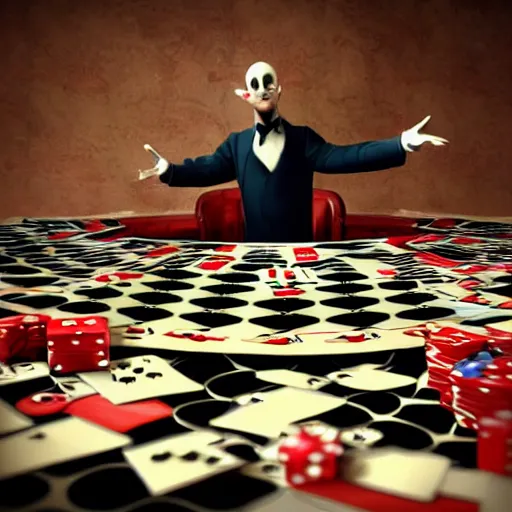 Image similar to magician standing in a whirlwind of playing cards, highly detailed, 3 d render,