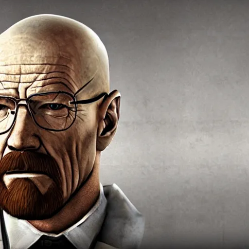 Prompt: walter white, half life 2 cover