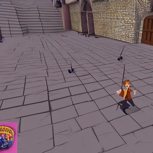 Prompt: A low polygon model of Harry Potter from the PS1 game