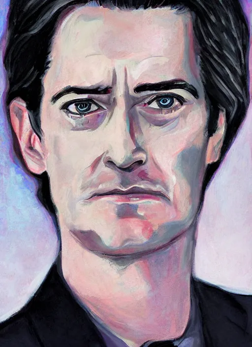 Image similar to portrait of kyle maclachlan as dale cooper by isabella morawetz