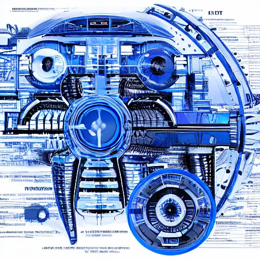 Prompt: blueprint of a futuristic alien mechanical technology