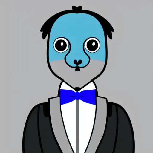 Image similar to blue salamander in a grey tuxedo and a bowtie, character icon