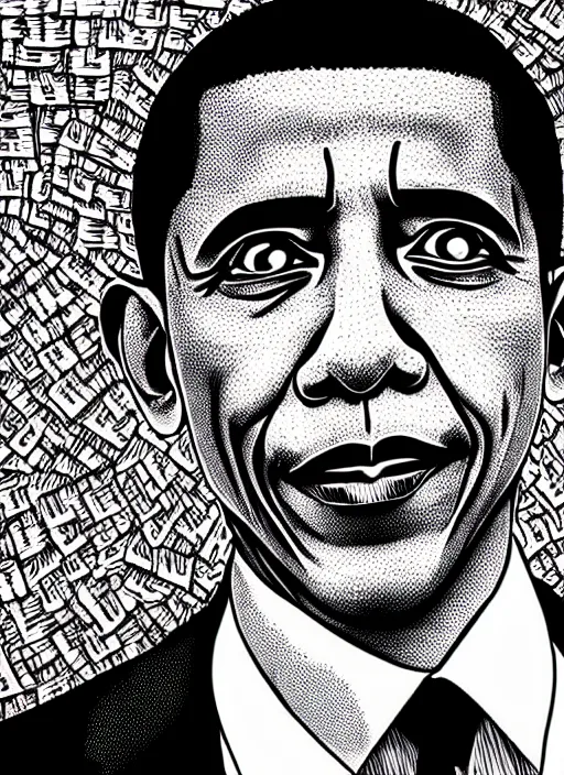 Image similar to junji ito style portrait of barack obama, intricate, highly detailed, illustration, art by junji ito, junji ito