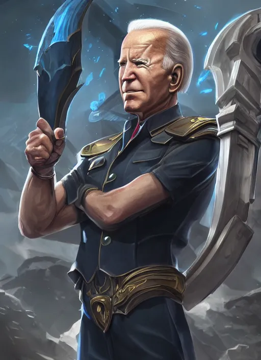 Prompt: joe biden, league of legends character select art, digital art, octane render