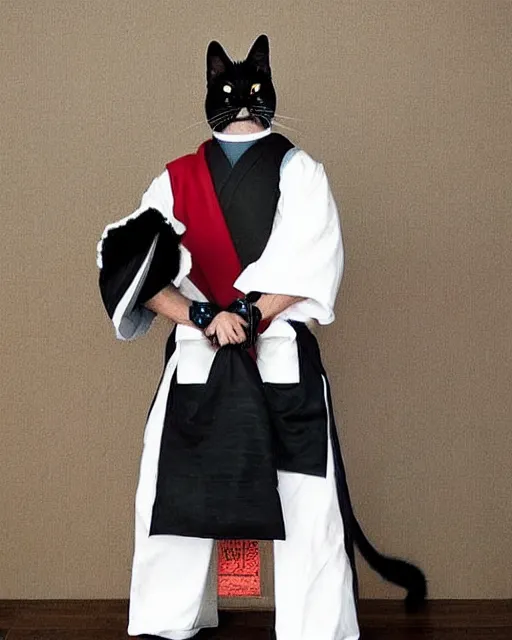 Prompt: cat dressed as a samurai in the style of studio ghibli