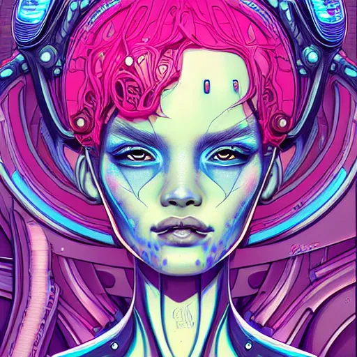 Prompt: cybernetic alien princess, extremely detailed, sharp focus, portrait, smooth, digital illustration, by james jean, by rossdraws, frank franzzeta, sakimichan